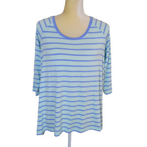 Matilda Jane Women's Blue Striped Quarter Length Blouse Size Small